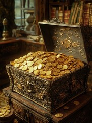 Gold Coins on Table
