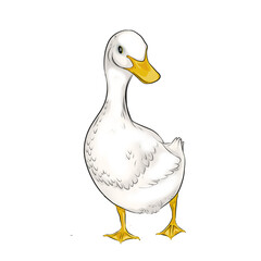 white duck with yellow beak without background