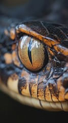 Detailed Close-up of a Snake Eye Showing Unique Textures and Patterns
