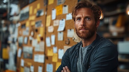 Storyboard Creator Crafting a Captivating Narrative Flow on a Wall-Length Corkboard