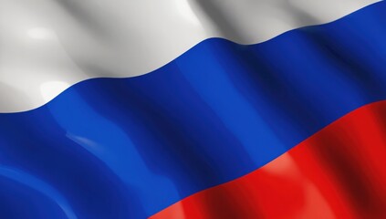 Fototapeta premium Russian flag waving in slow motion against a clear sky - national symbolism and patriotism concept