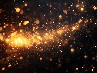 Fototapeta premium Golden glitter swirl on black background.