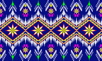  Vintage Botanical Symmetry Ikat seamless pattern Design
