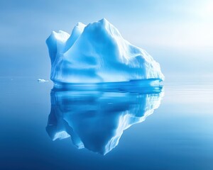 Obraz premium Majestic Iceberg Reflected in Calm Blue Water Under Soft Light
