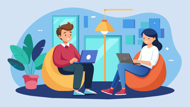 A mentorship session in a cozy corner of the incubator as a Gen Xer offers valuable guidance and feedback to a young entrepreneur on their pitch presentation.. Vector illustration