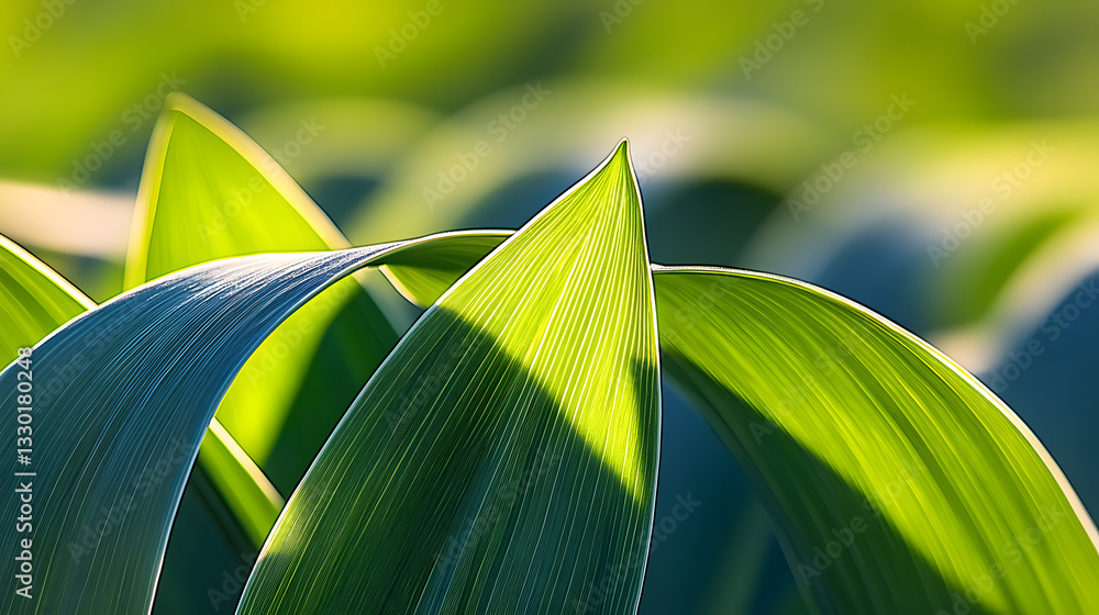 Poster close-up view of a green leaf showcasing intricate patterns and textures found in nature for a refre