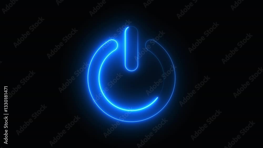 Aufkleber neon power button icon. computer generated 3d render