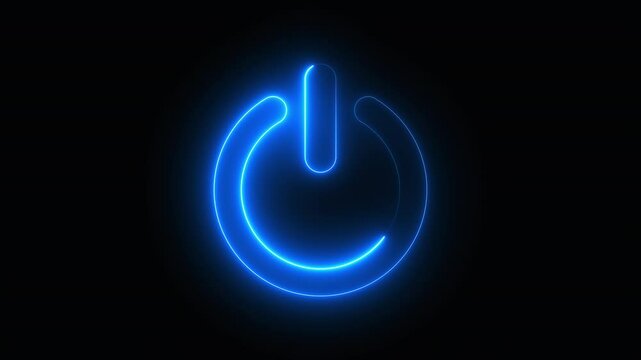 Neon power button icon. Computer generated 3d render