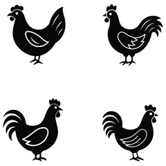 chicken black icon vector