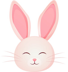 Fototapeta premium Cute pink bunny. Happy bunny face in cartoon style