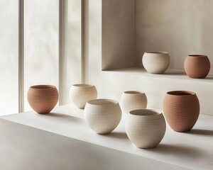 Elegant Minimalist Pots in Soft Neutral Tones on Display