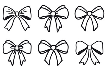 Collection of Hand-drawn Bows, Elegant Bow Illustrations