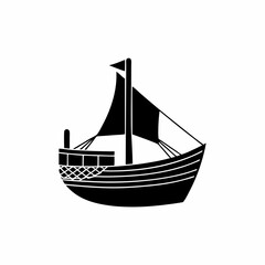 creative silhouette Fishing Boat Icon victor illustration