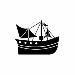 creative silhouette Fishing Boat Icon victor illustration