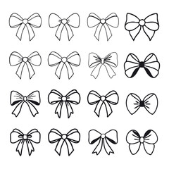 set of ribbon bows vector on white background
