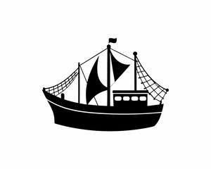 creative silhouette Fishing Boat Icon victor illustration