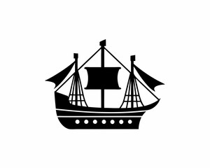 creative silhouette Fishing Boat Icon victor illustration