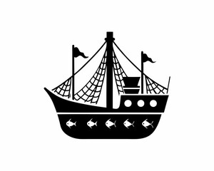 creative silhouette Fishing Boat Icon victor illustration
