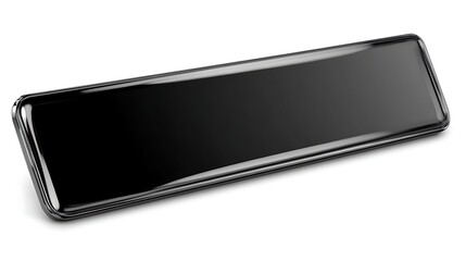 Fototapeta premium Blank Black Rectangular Glossy Nameplate Display