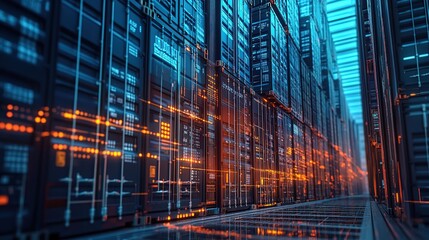 Fototapeta premium abstract background futuristic neon light glow light trail, light tunnel with bight digital wall 