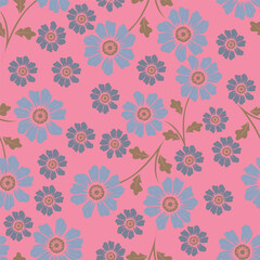 Exotic hand drawn flowers, seamless patterns with floral for fabric, textiles, clothing, wrapping paper, cover, banner, home decor, abstract backgrounds. Vector illustration