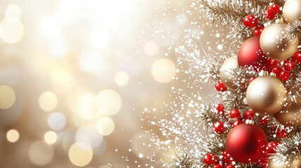 Elegant Christmas Ornaments and Bokeh Background for Holiday Decor