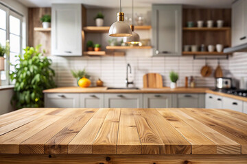 Light and airy kitchen with wooden countertops and open shelving