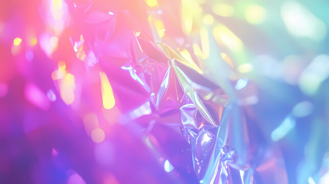 Vibrant holographic abstract pastel colors backdrop featuring iridescent gradient neon hues, foil effect, and psychedelic rainbow graphic, evoking and nostalgic trends. Opaline Shimmer. Illustration