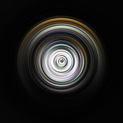 Colorful radial motion effect. Abstract rounded background. Color curves and sphere.