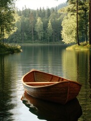 Obraz premium Wooden Boat on Lake