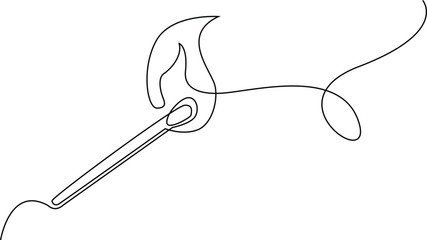 Burning one line continuous hand drawn doodle icon, simple line match drawing sketch, design outline element. vector illustration. 