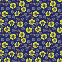 Exotic hand drawn flowers, seamless patterns with floral for fabric, textiles, clothing, wrapping paper, cover, banner, home decor, abstract backgrounds. Vector illustration