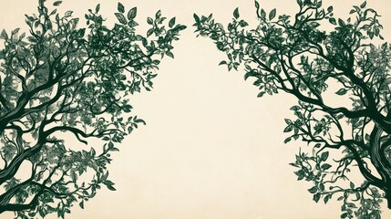 Fototapeta premium Elegant Green Tree Branches Frame Design