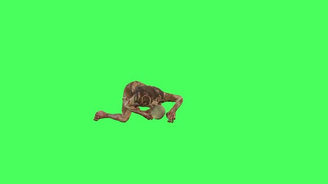 Zombie Biting and Crawl Green Screen Video
