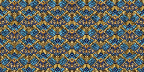 Seamless Native Ornament. Old rhinestones Braid.