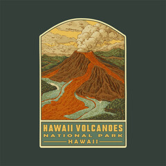 Hawaii volcanoes patch emblem logo design.