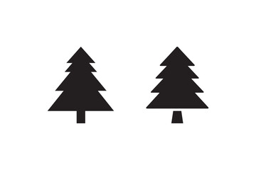 Obraz premium black and white color Christmas tree vector silhouette illustration 
