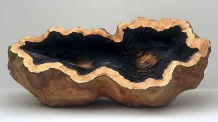 Fototapeta premium Hollowed, sculpted wooden bowl