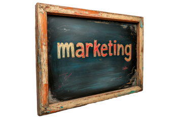 Blackboard with word marketing isolated on transparent background