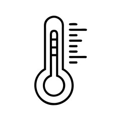 Vector icon of a thermometer with temperature lines representing measurement and science