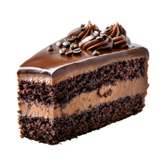 Espresso Fudge Cake Isolated on Transparent Background