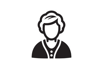 black and white color grandma icon vector silhouette illustration 
