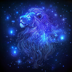 An astrological sign glows against a starry blue background, blending cosmic energy with zodiac symbolism, Generative AI