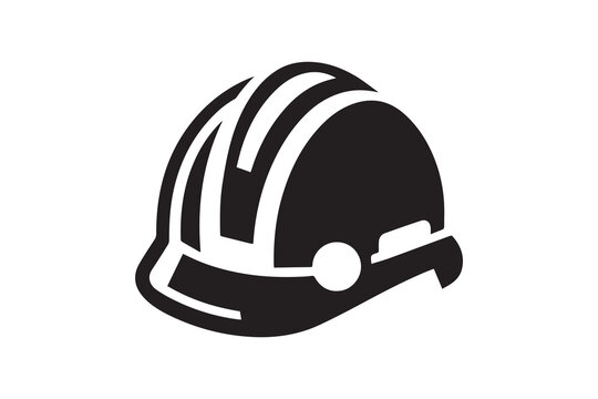 black and white color construction worker helmet icon vector silhouette illustration 