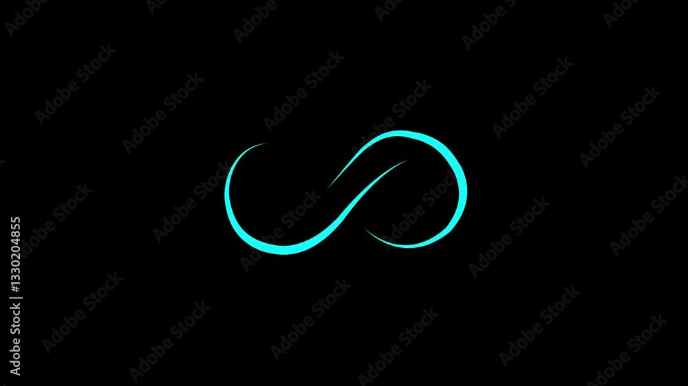 Poster style motion line icon infinite abstract neon line moving seamless art loop digital background.