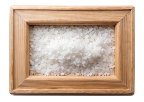 big grain salt frame corner isolated on a white background..PNG