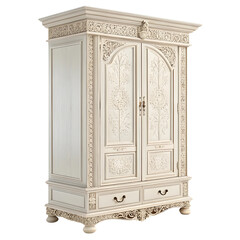Antique-Style Cream and Gold Wardrobe Luxurious and Elegant Furniture Design