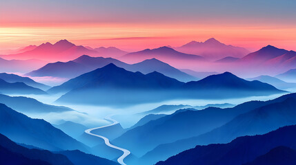 Obraz premium Mountainous Sunrise Panorama