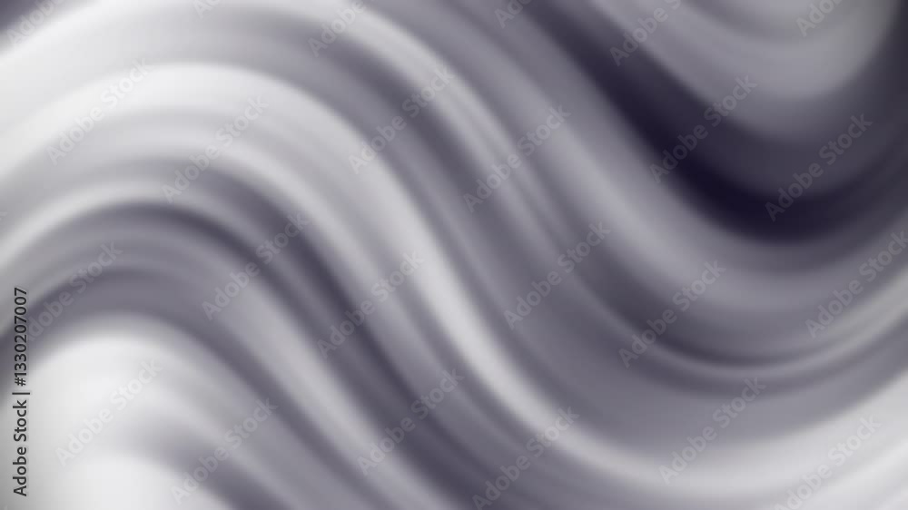 Poster a flowing abstract pattern with soft gray and white waves, creating a smooth, harmonious visual effe