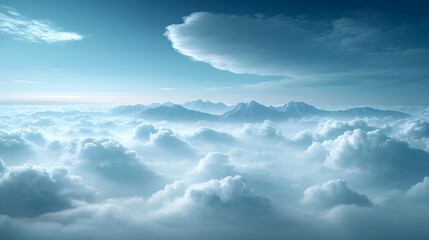 Obraz premium Majestic cloud formations above mountain peaks